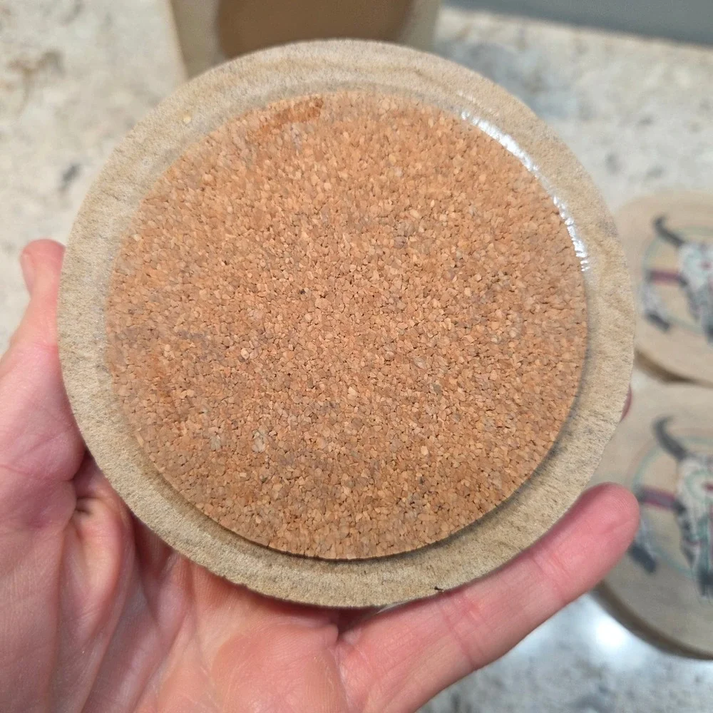 Vintage Thirstystone‎ Natural Sandstone Coasters 4 Steer Skull Western Decor USA